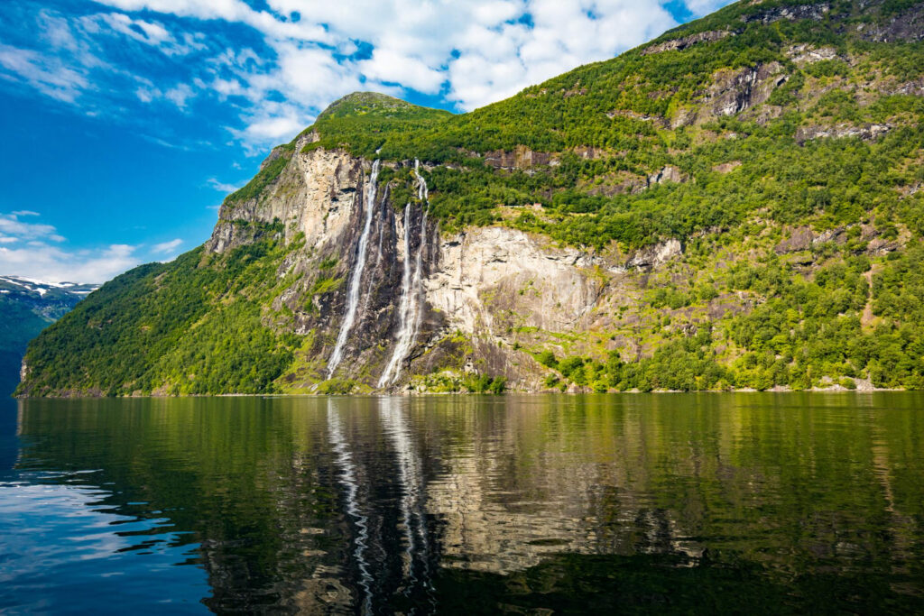 Waterfalls on a Norwegian fjord
